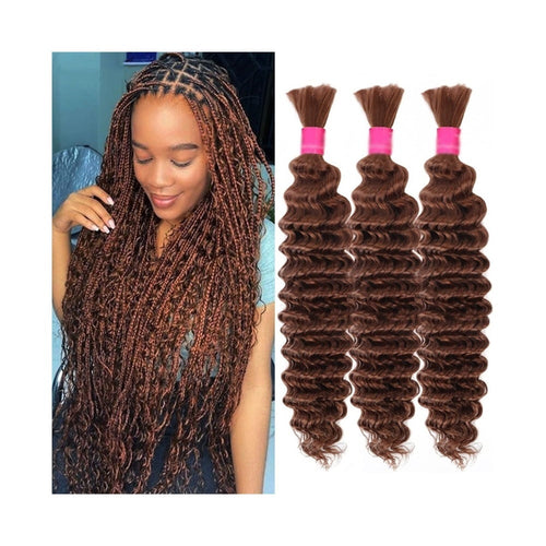 #30 Bulk Human Hair for Boho Braids Deep Wave Burmese Braiding Hair Extensions No Weft