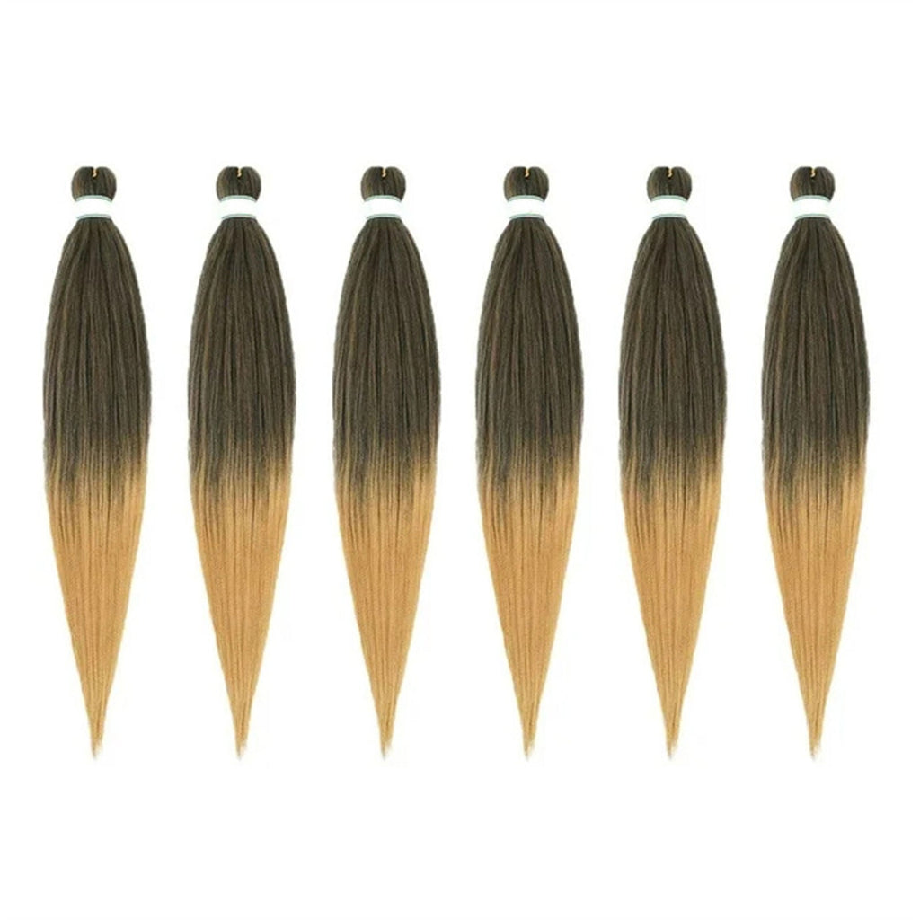 6-Piece Pre Stretched Braiding Hair, 90g/Pack, Soft Synthetic Fiber, Hot Water Set, Natural Hair Extension for Braids, Crochet, LOCs, No Shedding, Easy to Install, 22 Inch, For Women Wedding, Hallow