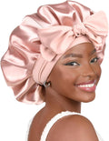 Silk Bonnet for Sleeping Women Adjustable Double Layer Satin Bonnet Reduce Friction Prevent Frizz Natural Curly Hair