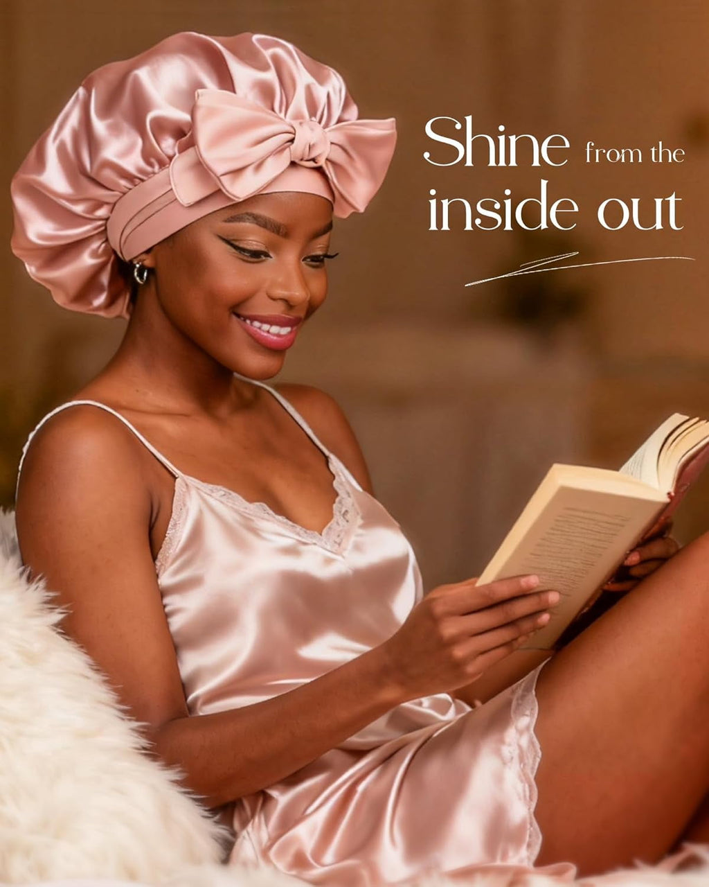 Silk Bonnet for Sleeping Women Adjustable Double Layer Satin Bonnet Reduce Friction Prevent Frizz Natural Curly Hair