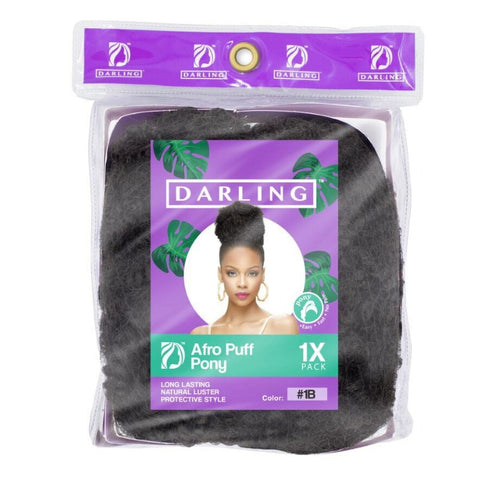 (2 pack) Darling Kinky Curly Afro Puff Drawstring Ponytail, #1B, Female, Adult