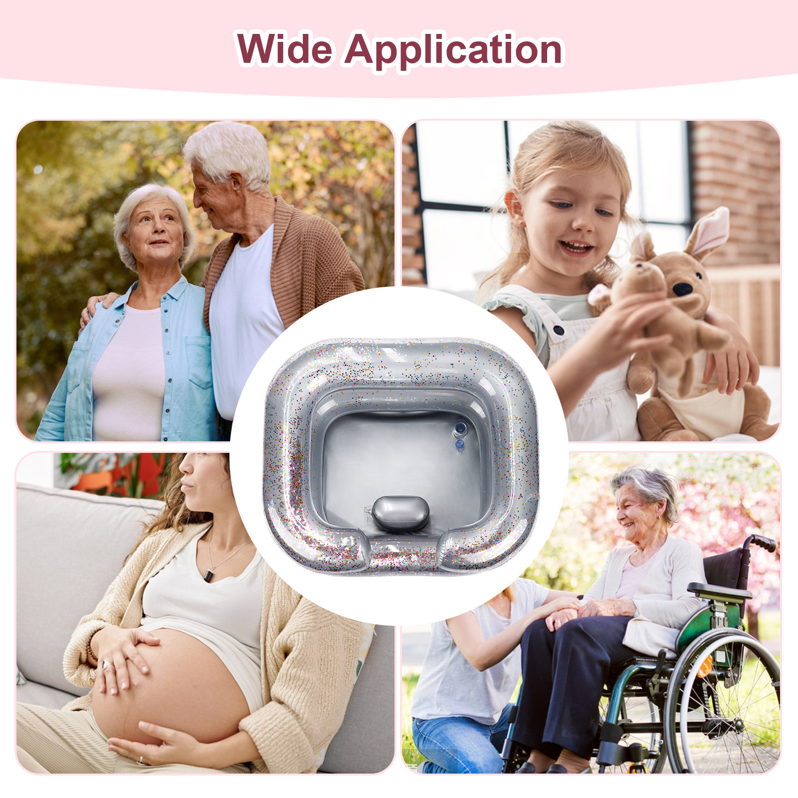 RoamReady Inflatable Hair Washing Basin, Portable Shampoo Bowl With Pillow and Drain Hose, Hair Washing Basin For Bedridden, Disabled, Injured, Perfect for Dreadlocks, Curly Hair, Thick Hair (Grey)